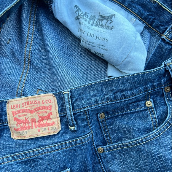 Levi Strauss "569" loose straight leg blue jeans size 38 x 30 - Picture 3 of 5